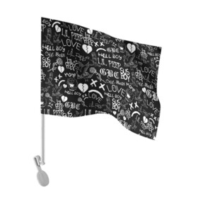 Флаг для автомобиля с принтом LIL PEEP LOGOBOMBING | ЛИЛ ПИП в Курске, 100% полиэстер | Размер: 30*21 см | lil peep | lil prince | pink | зарубежная музыка | лил пип | маленький принц