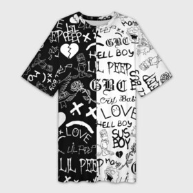 Платье-футболка 3D с принтом LIL PEEP LOGOBOMBING | ЛИЛ ПИП в Курске,  |  | lil peep | lil prince | pink | зарубежная музыка | лил пип | маленький принц