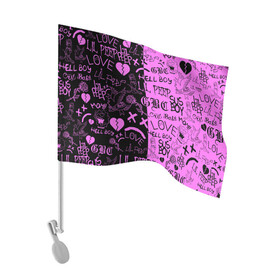 Флаг для автомобиля с принтом LIL PEEP LOGOBOMBING BLACK PINK в Курске, 100% полиэстер | Размер: 30*21 см | lil peep | lil prince | pink | зарубежная музыка | лил пип | маленький принц