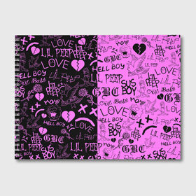 Альбом для рисования с принтом LIL PEEP LOGOBOMBING BLACK PINK в Курске, 100% бумага
 | матовая бумага, плотность 200 мг. | lil peep | lil prince | pink | зарубежная музыка | лил пип | маленький принц