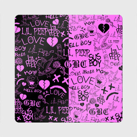 Магнит виниловый Квадрат с принтом LIL PEEP LOGOBOMBING BLACK PINK в Курске, полимерный материал с магнитным слоем | размер 9*9 см, закругленные углы | Тематика изображения на принте: lil peep | lil prince | pink | зарубежная музыка | лил пип | маленький принц