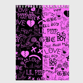 Скетчбук с принтом LIL PEEP LOGOBOMBING BLACK PINK в Курске, 100% бумага
 | 48 листов, плотность листов — 100 г/м2, плотность картонной обложки — 250 г/м2. Листы скреплены сверху удобной пружинной спиралью | Тематика изображения на принте: lil peep | lil prince | pink | зарубежная музыка | лил пип | маленький принц
