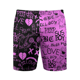 Мужские шорты спортивные с принтом LIL PEEP LOGOBOMBING BLACK PINK в Курске,  |  | lil peep | lil prince | pink | зарубежная музыка | лил пип | маленький принц