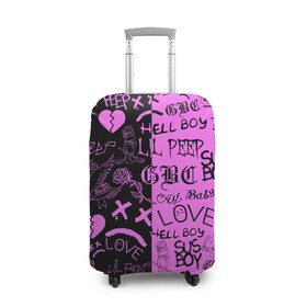 Чехол для чемодана 3D с принтом LIL PEEP LOGOBOMBING BLACK PINK в Курске, 86% полиэфир, 14% спандекс | двустороннее нанесение принта, прорези для ручек и колес | lil peep | lil prince | pink | зарубежная музыка | лил пип | маленький принц