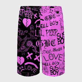 Детские спортивные шорты 3D с принтом LIL PEEP LOGOBOMBING BLACK PINK в Курске,  100% полиэстер
 | пояс оформлен широкой мягкой резинкой, ткань тянется
 | Тематика изображения на принте: lil peep | lil prince | pink | зарубежная музыка | лил пип | маленький принц