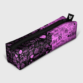 Пенал 3D с принтом LIL PEEP LOGOBOMBING BLACK PINK в Курске, 100% полиэстер | плотная ткань, застежка на молнии | lil peep | lil prince | pink | зарубежная музыка | лил пип | маленький принц