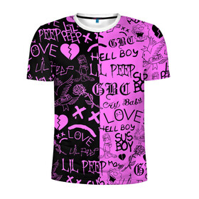 Мужская футболка 3D спортивная с принтом LIL PEEP LOGOBOMBING BLACK PINK в Курске, 100% полиэстер с улучшенными характеристиками | приталенный силуэт, круглая горловина, широкие плечи, сужается к линии бедра | lil peep | lil prince | pink | зарубежная музыка | лил пип | маленький принц