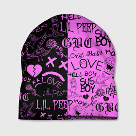 Шапка 3D с принтом LIL PEEP LOGOBOMBING BLACK PINK в Курске, 100% полиэстер | универсальный размер, печать по всей поверхности изделия | lil peep | lil prince | pink | зарубежная музыка | лил пип | маленький принц