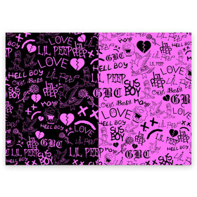 Поздравительная открытка с принтом LIL PEEP LOGOBOMBING BLACK PINK в Курске, 100% бумага | плотность бумаги 280 г/м2, матовая, на обратной стороне линовка и место для марки
 | lil peep | lil prince | pink | зарубежная музыка | лил пип | маленький принц