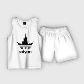 Детская пижама с шортами хлопок с принтом Saiyan в Курске,  |  | adidas | logo | manga | training | абибас | адидас | брутальный | воин | герой | главный | жемчуг | зарядка | из | кавай | копия | крутой | кулак | лицо | м | малыш | манга | мастер | милый | мотивация | надпись | облако