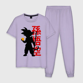 Мужская пижама хлопок с принтом Dragon Ball Goku в Курске, 100% хлопок | брюки и футболка прямого кроя, без карманов, на брюках мягкая резинка на поясе и по низу штанин
 | Тематика изображения на принте: 