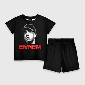 Детский костюм с шортами 3D с принтом Eminem в Курске,  |  | eminem | evil | ken kaniff | marshall bruce mathers iii | mm | rap | slim shady | маршалл брюс мэтерс iii | рэп | рэп рок | хип хоп | хорроркор | эминем