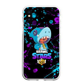 Чехол для iPhone XS Max матовый с принтом BRAWL STARS LEON SHARK в Курске, Силикон | Область печати: задняя сторона чехла, без боковых панелей | bib | brawl stars | colt | crow | leon | leon shark | max | moba | sally leon | shark | акула | берли | биби | бравл старс | ворон | жанр | игра | кольт | леон | леон акула | ма | нита | шелли