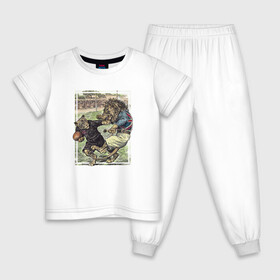 Детская пижама хлопок с принтом English Rugby в Курске, 100% хлопок |  брюки и футболка прямого кроя, без карманов, на брюках мягкая резинка на поясе и по низу штанин
 | Тематика изображения на принте: rugby | регби | спорт | футбол
