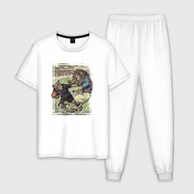 Мужская пижама хлопок с принтом English Rugby в Курске, 100% хлопок | брюки и футболка прямого кроя, без карманов, на брюках мягкая резинка на поясе и по низу штанин
 | rugby | регби | спорт | футбол