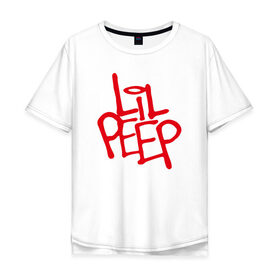 Мужская футболка хлопок Oversize с принтом LiL PEEP (НА СПИНЕ) в Курске, 100% хлопок | свободный крой, круглый ворот, “спинка” длиннее передней части | Тематика изображения на принте: lil peep | lil prince | pink | зарубежная музыка | лил пип | маленький принц
