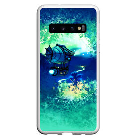 Чехол для Samsung Galaxy S10 с принтом Звездный дирижабль в Курске, Силикон | Область печати: задняя сторона чехла, без боковых панелей | multarium | дирижабль | изумрудный | мультариум | мятный | приключения | романтика | синий | стимпанк | толстовка