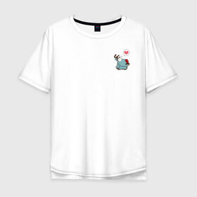 Мужская футболка хлопок Oversize с принтом олени тоже любят в Курске, 100% хлопок | свободный крой, круглый ворот, “спинка” длиннее передней части | 14 февраля | день святого  валентина | любовь | парные | подарок