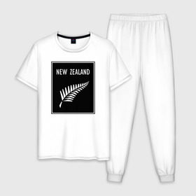 Мужская пижама хлопок с принтом Регби. Новая Зеландия в Курске, 100% хлопок | брюки и футболка прямого кроя, без карманов, на брюках мягкая резинка на поясе и по низу штанин
 | Тематика изображения на принте: rugby | регби | спорт | футбол
