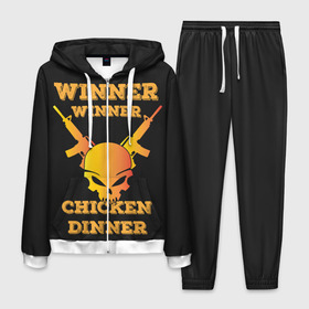 Мужской костюм 3D с принтом Winner Chicken Dinner в Курске, 100% полиэстер | Манжеты и пояс оформлены тканевой резинкой, двухслойный капюшон со шнурком для регулировки, карманы спереди | asia | battle | chicken | dinner | duo | epic | guide | lucky | map | miramar | mobile | mortal | pro | royale | solo | winner | битва | лут | пабг | пубг | стрим | топ