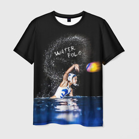Мужская футболка 3D с принтом Water polo в Курске, 100% полиэфир | прямой крой, круглый вырез горловины, длина до линии бедер | polo | water polo | вода | водное поло | водный спорт | плавание | пловец | поло | спорт
