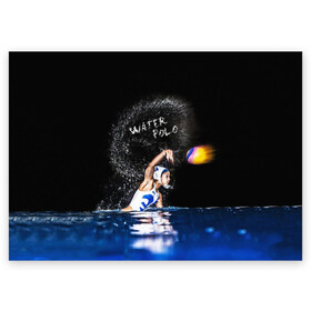 Поздравительная открытка с принтом Water polo в Курске, 100% бумага | плотность бумаги 280 г/м2, матовая, на обратной стороне линовка и место для марки
 | polo | water polo | вода | водное поло | водный спорт | плавание | пловец | поло | спорт