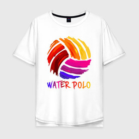 Мужская футболка хлопок Oversize с принтом Мяч для водного поло в Курске, 100% хлопок | свободный крой, круглый ворот, “спинка” длиннее передней части | polo | water polo | вода | водное поло | водный спорт | плавание | пловец | поло | спорт