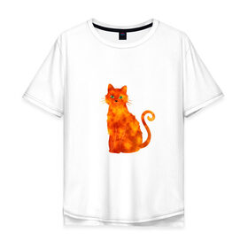 Мужская футболка хлопок Oversize с принтом Рыжий кот в Курске, 100% хлопок | свободный крой, круглый ворот, “спинка” длиннее передней части | 