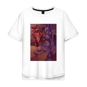 Мужская футболка хлопок Oversize с принтом Five Nights at Freddys в Курске, 100% хлопок | свободный крой, круглый ворот, “спинка” длиннее передней части | 