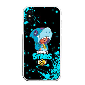 Чехол для iPhone XS Max матовый с принтом BRAWL STARS LEON SHARK в Курске, Силикон | Область печати: задняя сторона чехла, без боковых панелей | bib | brawl stars | colt | crow | el brown | leon | leon shark | max | moba | sally leon | shark | акула | берли | биби | бравл старс | браун | ворон | жанр | игра | кольт | леон | леон акула | макс | нита | шелли