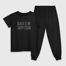 Детская пижама хлопок с принтом BLACK IS MY HAPPY COLOR в Курске, 100% хлопок |  брюки и футболка прямого кроя, без карманов, на брюках мягкая резинка на поясе и по низу штанин
 | black | black is my happy color | надпись | стиль