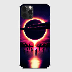 Чехол для iPhone 12 Pro Max с принтом Retrowave bleeding sun в Курске, Силикон |  | Тематика изображения на принте: cosmos | dark all day | gunship | retro wave | retrowave | stars