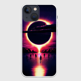 Чехол для iPhone 13 mini с принтом Retrowave   bleeding sun в Курске,  |  | Тематика изображения на принте: cosmos | dark all day | gunship | retro wave | retrowave | stars