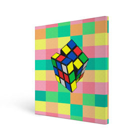 Холст квадратный с принтом Кубик Рубика в Курске, 100% ПВХ |  | Тематика изображения на принте: игра | интеллект | куб | кубик | рубик | ум