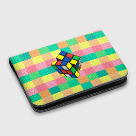 Картхолдер с принтом с принтом Кубик Рубика в Курске, натуральная матовая кожа | размер 7,3 х 10 см; кардхолдер имеет 4 кармана для карт; | Тематика изображения на принте: игра | интеллект | куб | кубик | рубик | ум