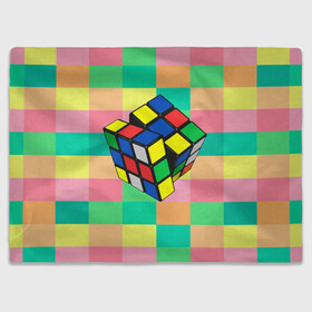 Плед 3D с принтом Кубик Рубика в Курске, 100% полиэстер | закругленные углы, все края обработаны. Ткань не мнется и не растягивается | игра | интеллект | куб | кубик | рубик | ум