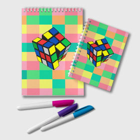 Блокнот с принтом Кубик Рубика в Курске, 100% бумага | 48 листов, плотность листов — 60 г/м2, плотность картонной обложки — 250 г/м2. Листы скреплены удобной пружинной спиралью. Цвет линий — светло-серый
 | игра | интеллект | куб | кубик | рубик | ум