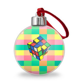 Ёлочный шар с принтом Кубик Рубика в Курске, Пластик | Диаметр: 77 мм | Тематика изображения на принте: игра | интеллект | куб | кубик | рубик | ум
