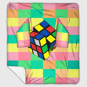 Плед с рукавами с принтом Кубик Рубика в Курске, 100% полиэстер | Закругленные углы, все края обработаны. Ткань не мнется и не растягивается. Размер 170*145 | Тематика изображения на принте: игра | интеллект | куб | кубик | рубик | ум