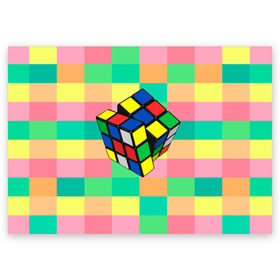 Поздравительная открытка с принтом Кубик Рубика в Курске, 100% бумага | плотность бумаги 280 г/м2, матовая, на обратной стороне линовка и место для марки
 | Тематика изображения на принте: игра | интеллект | куб | кубик | рубик | ум