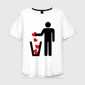 Мужская футболка хлопок Oversize с принтом много сердец в Курске, 100% хлопок | свободный крой, круглый ворот, “спинка” длиннее передней части | 14 февраля | антивалентин | день святого  валентина | любовь | подарок