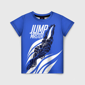 Детская футболка 3D с принтом Jump master в Курске, 100% гипоаллергенный полиэфир | прямой крой, круглый вырез горловины, длина до линии бедер, чуть спущенное плечо, ткань немного тянется | cliff diving | dive | diving | swimming | плавание | прыжки в воду | спорт