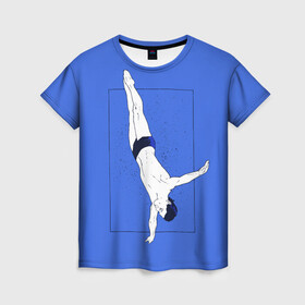 Женская футболка 3D с принтом Dive в Курске, 100% полиэфир ( синтетическое хлопкоподобное полотно) | прямой крой, круглый вырез горловины, длина до линии бедер | cliff diving | dive | diving | swimming | плавание | прыжки в воду | спорт