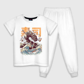 Детская пижама хлопок с принтом Суши-зила, Китайский дракон в Курске, 100% хлопок |  брюки и футболка прямого кроя, без карманов, на брюках мягкая резинка на поясе и по низу штанин
 | Тематика изображения на принте: 