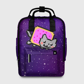 Женский рюкзак 3D с принтом Nyan Cat в Курске, 100% полиэстер | лямки с регулируемой длиной, сверху ручки, чтобы рюкзак нести как сумку. Основное отделение закрывается на молнию, как и внешний карман. Внутри два дополнительных кармана, один из которых закрывается на молнию. По бокам два дополнительных кармашка, куда поместится маленькая бутылочка
 | Тематика изображения на принте: cat | meme | nyan cat | space | youtube | животное | звезды | интернет | космос | кошка | мем | прикол | радуга | юмор | ютуб