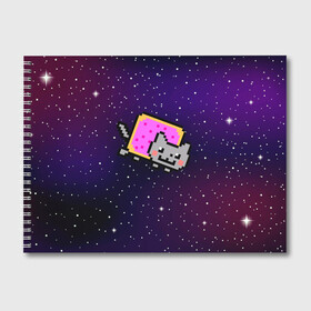 Альбом для рисования с принтом Nyan Cat в Курске, 100% бумага
 | матовая бумага, плотность 200 мг. | Тематика изображения на принте: cat | meme | nyan cat | space | youtube | животное | звезды | интернет | космос | кошка | мем | прикол | радуга | юмор | ютуб