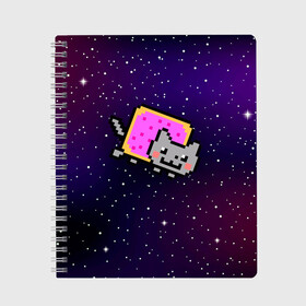 Тетрадь с принтом Nyan Cat в Курске, 100% бумага | 48 листов, плотность листов — 60 г/м2, плотность картонной обложки — 250 г/м2. Листы скреплены сбоку удобной пружинной спиралью. Уголки страниц и обложки скругленные. Цвет линий — светло-серый
 | cat | meme | nyan cat | space | youtube | животное | звезды | интернет | космос | кошка | мем | прикол | радуга | юмор | ютуб