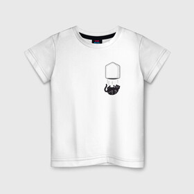 Детская футболка хлопок с принтом Кот в Курске, 100% хлопок | круглый вырез горловины, полуприлегающий силуэт, длина до линии бедер | забавная | карман | кот