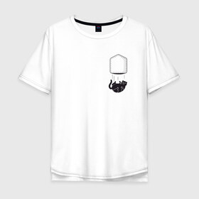 Мужская футболка хлопок Oversize с принтом Кот в Курске, 100% хлопок | свободный крой, круглый ворот, “спинка” длиннее передней части | забавная | карман | кот