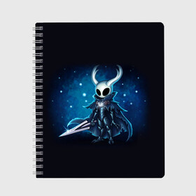 Тетрадь с принтом Hollow Knight в Курске, 100% бумага | 48 листов, плотность листов — 60 г/м2, плотность картонной обложки — 250 г/м2. Листы скреплены сбоку удобной пружинной спиралью. Уголки страниц и обложки скругленные. Цвет линий — светло-серый
 | grimm | hallounest | heart of nightmare | hollow knight | hornet | knight | quirrell | silksong | гримм | квиррел | рыцарь | халлоунест | холлоу найт | хорнет